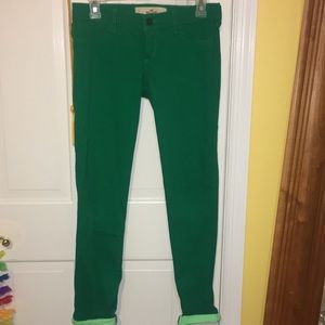 Green skinny jeans